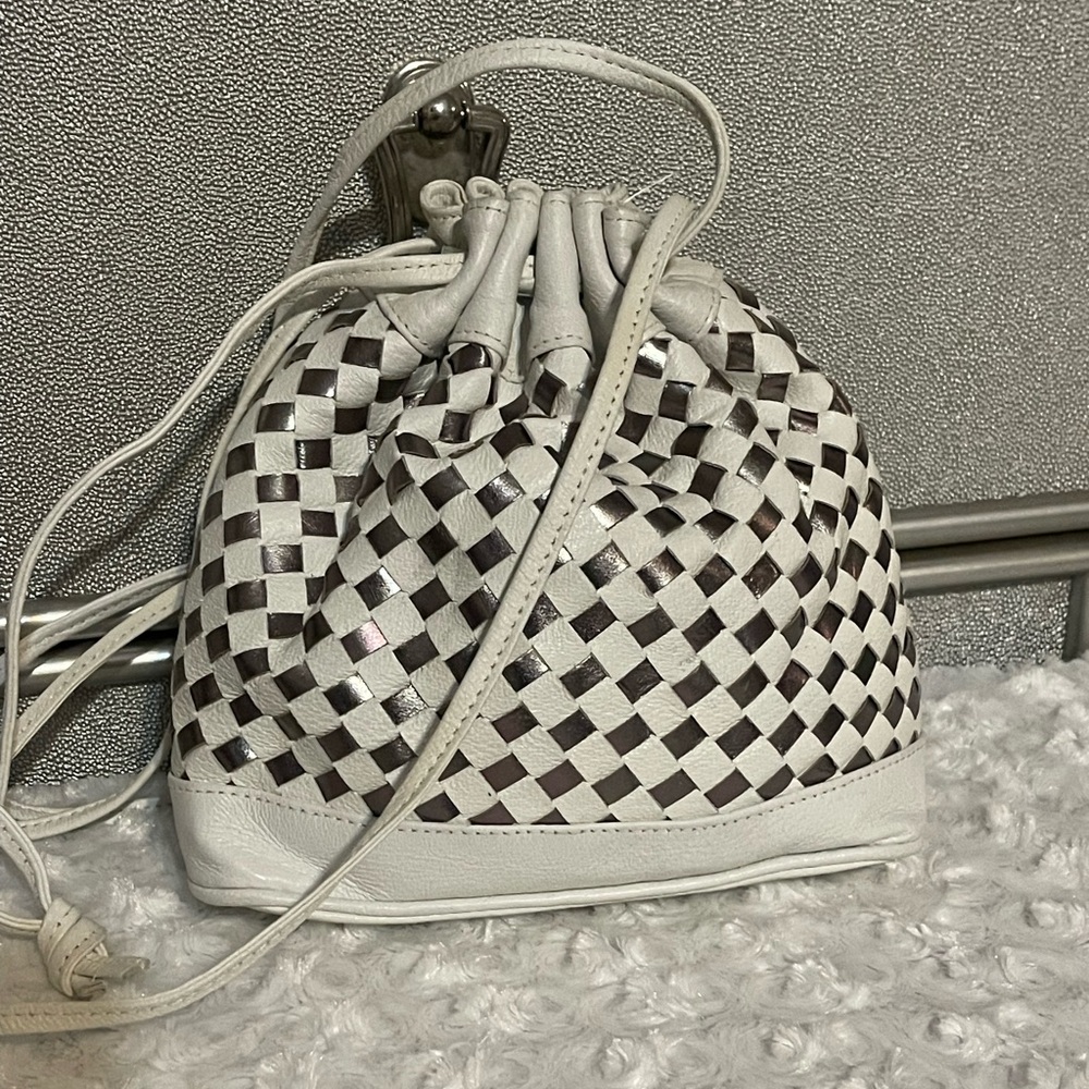 White and Black Checkered Women's Bag